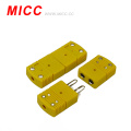 MICC Broche creuse mâle et femelle de couleur jaune omega K connecteur de thermocouple de type